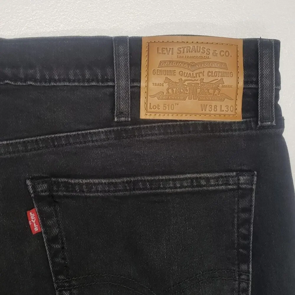 Levi's 510 Premium Denim Jeans Mens Size 38 x 30 Washed Black